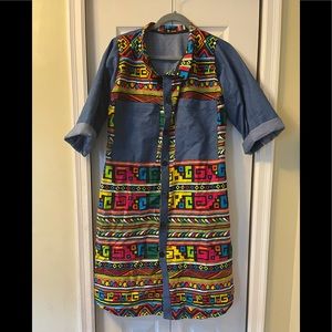Women African prints Ankara denim dress size Large